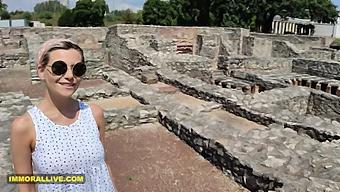 Busty Mature Blonde Explores Roman Ruins And Engages In Intimate Activities With Her Son