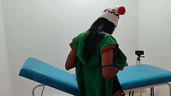 Hot Brunette Milf And Her Christmas Fantasies With A Hot Nurse And A Dildo