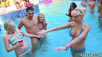 Men Dancing And Sucking At A Poolside Orgy