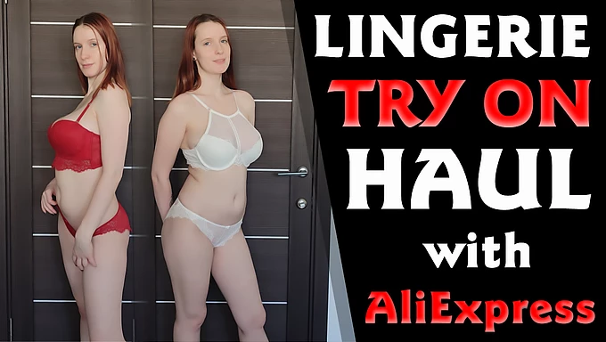 Sinnlich lingerie haul from AliExpress featuring a tattooed brunette