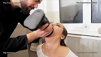 Nataly Gold's extreme oral skills with a large sex toy