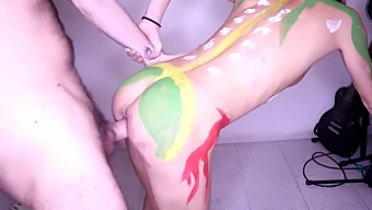 Amateur Couple Explores Erotic Painting Session With Small Boobs