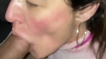 Amateur Milf In Pink Dress Gets Pov Blowjob And Cumshot