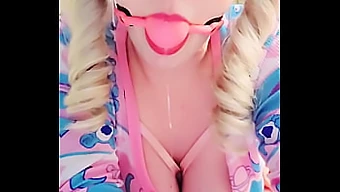 Blonde slut gagged and drooling on camera